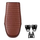 Akozon Motorrad Sitzkissen PU Leder Vintage Cafe Racer Sitz flach Sattelkissen Motorrad Sitzpolster für CG125 GN CG CB200 CB350 CB400SS CB500 CB750 SR400 SR500 XJ XS KZ (Braun, Stil C)