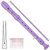 EASTROCK Blockflöte Diskant Sopranblockflöte C Key Blockflöte deutsches 3-teiliges Blockflöteninstrument für Anfänger Lila