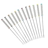 GuDoQi Edelstahl Fondue Gabel Obst Schokolade Springbrunnen Käsegabeln mit Hitzebeständigem Griff 12Er Set ( Zufällige Farbe )