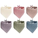 Bio Baumwoll Halstuch Baby, 6 Stück Weiche Lätzchen, Baby Dreieckstuch, Absorbierende Musselin Halstüch, Muslin Baby Lätzchen mit Verstellbares Ruckknöpfe, Sabberlätzchen Baby für Baby Jungen Mädchen