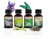 CozyNature® Saunaaufguss mit ätherischem Öl | Sauna Aufgussmittel | Sauna Zubehör | 4 Set - Eukalyptus Lemongrass Zirbe Lavendel - 4x 100ml | inkl. Gratis Sauna E-Book