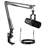 FDUCE SL40X dynamisches Mikrofon mit Auslegerständer, XLR-Mikrofon geeignet für Studioaufnahmen, kompatibel mit Mischpulten, Verstärkern und anderen professionellen Audio-Interface-Geräten
