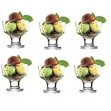 LAV Bunte Eisschalen Glas 6er Set 285ml, BLEI FREI Stapelbare Eisgläser, Eisschalen Glas mit fuß, Dessertschalen, Ice Cream Cups Eis Gläser, Eisbecher (TRANSPARENT)