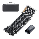 ProtoArc XKM01 Faltbare Tastatur und Maus | Full-Size Bluetooth Tastatur Klappbar mit Ziffernblock | 2.4G+Dual Bluetooth Klapptastatur US-Layout Windows/Mac/Android - Space Grau