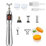 Akupunkturstift, 19 Leistungsstufen Wiederaufladbar, 5 in 1Elektronisches Akupunkturstift-Massagegerät, Leistungsstarker Meridian-Energie-Massagestift zur Muskelheilung,Schmerzli