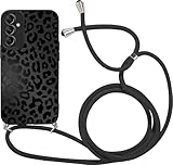 Coalbooliy Handykette für Samsung Galaxy S23 FE Hülle mit Band, Aesthetic Leoparden Muster Verstellbarer Halskette Handyhülle Kordel Umhängen Silikon Case Stoßfest Schutzhülle Kette Mädchen Cover, 01