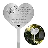 NiuLumea für Edelstahl Herzform Grabschmuck 28x12cm wetterbeständig Gedenkmarker Loved Ones, Silber