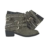 Wasserdichte schwarze Stiefeletten für Damen, Schneestiefel, 2024, atmungsaktive Absätze, Schuhe, klobige, modische Damenstiefel, Reißverschluss, kurze Damenstiefel, wasserdichte Stiefel, grün, 39 EU