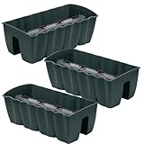 DTU24 3X Blumenkästen für Balkon, Balkonkasten Blumentopf Geländer, 3 Stück (60 cm, Anthrazit, 3 Pack)