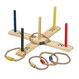 Relaxdays Ringwurfspiel, Holzwurfspiel für Kinder & Erwachsene, Ringe werfen, drinnen & draußen, Gartenspiel, mehrfarbig, 1 Stück