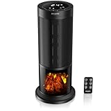 Brandson - Heizlüfter energiesparend leise - Kaminfeuer Effekt - Oszillation - mit Fernbedienung - Preisträger - 2 Stufen - Timer - Bad Wohnzimmer Büro Kinderzimmer