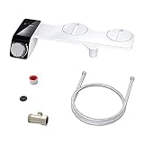 CENMEN Bidet-Befestigung, ultradünn, für Toilette, Doppeldüse, Spirale, verstellbar, Druck, nicht elektrisch, Arsch, Pulverisator mit Schlauch, A