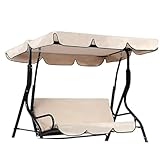 CIYODO Beige Oxford Swing Sonnenschutz Abdeckung Wasserabweisend UV beständig Langlebig Ersatzverdeck Sitzer Schaukel im Garten Terrasse