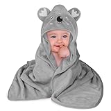 Aolso Babyhandtuch mit Kapuze, 80 x 80 cm, weiche und saugfähige Kapuzenhandtücher für Kinder, Neugeborene und Säuglinge, Grau