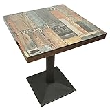 Belfoyer Küchentisch 60x60x75 cm, Kleiner Esstisch Quadratisch aus Holz und Metall, Bartisch Stehtisch Bistrotisch für Küche, Wohnzimmer, Balkon, Esszimmer oder Café(Wx18203)