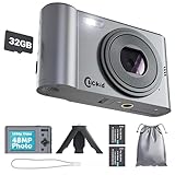 ClickID CAM20 Digitalkamera | 48MP 1080P Kamera Fotokamera | Digital Camera für Vlogging | Digitalkamera für Kinder mit 16x Zoom | 32GB MicroSD Karte, Zusatzbatterie & Stativ Inklusive