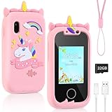 Euakee Kinder Kamera für Kinder, Spielzeug ab 3 4 Jahre Mädchen, Pretend Smartphone mit 32 GB SD-Karte, Kinderhandy Rollenspiel-Handy Einhorn-Geschenkspielzeug für 3-9 Jahre Jungen Mädchen