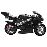 Saterkali Mini-Gas-Motorrad, 2-Takt, 49 cc, Benzintank, Mini-Motorrad, 1,25 l Cruising-Reichweite und MAX170 IBS, hohe Helligkeit, Doppelscheinwerfer, zentrifugales (Kettenantrieb) Pocket Bike für