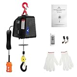 ROOMARK 3 in 1 Elektrische Seilwinde 500kg,Seilwinde KleinSeilhebezug mit Kettenzug 220V,elektrischer seilzug,7.6m/25ft Einzelkabelaufzugshöhe,für Garagen, Lager und Fabriken
