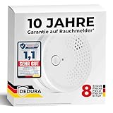 Rauchmelder 8er Set mit 10 Jahre Garantie BSI Zertifiziert nach DIN EN14604 inkl. 9V Batterie Rauchwarnmelder Brandmelder Feuermelder