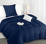 Utopia Bedding Bettwäsche 135x200 Set - Mikrofaser Bettbezug 135x200 cm + 1 Kissenbezug 80x80 cm - Marineblau