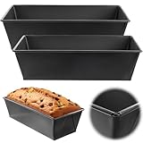 KADAX 2 x Backform mit Antihaftbeschichtung, rechteckige Kuchenform aus Stahl, für Kuchen, Toastbrot, Käsekuchen, Brownie, Kastenform, Wärmeverteilung, pflegeleicht (26 x 11.5 x 7.5 cm)