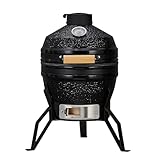 13 Zoll Tragbarer Holzkohlegrill mit Gusseisenständer und Wärmeabweisern, Keramik BBQ Holzkohlegrill Heavy Duty mit 26,9 cm Edelstahlgitter für Outdoor Camping Räuchern Grillen Backen Grill