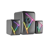 Mars Gaming MS-H21, RGB 2.1 Gaming-Lautsprecher mit 35W Subwoofer, 3D Surround Treiber-System, Kompaktlautsprecher mit Dynamischer RGB-Beleuchtung, USB-Stromversorgung und 3,5mm Klinke, Schwarz