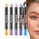 Eyeshadow Pencil Set, 5-teiliges Set mit schimmernden Lidschatten, 11,8 cm (4,65 Zoll) Glitzer- und Schimmernde Effekte: Langer wasserfester Matt-Cream, glitzernder Makeup-Stick für die Schönheit
