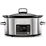 Crockpot TimeSelect digitaler Schongarer | mit programmierbarem Timer und digitaler Anzeige | 5,6 l Fassungsvermögen (für 7 Personen und mehr) | Warmhaltefunktion | Edelstahl [CSC066X]