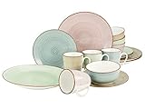 CreaTable, 22582, Serie SAMBA, 16-teiliges Geschirrset, Kombiservice aus Porzellan, spülmaschinen- und mikrowellengeeignet, Qualitätsproduktion