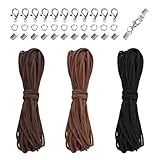 Lederband für Ketten, 3 Farben 10M x 3mm Lederschnur Lederband, Basteln Lederbänder, Klassik Vintage Band Faden für DIY Armband Halskette Schmuck Handwerk (Mit 100 Stück Verschluss)