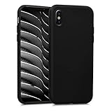 kwmobile Hülle kompatibel mit Apple iPhone X Hülle - weiches TPU Silikon Case - Cover geeignet für kabelloses Laden - Schwarz matt