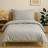 jilda-tex Biber Bettwäsche Winter 135x200 cm + 80x80 cm 100% Baumwolle Uni einfarbig Feinbiberbettwäsche Edelflanell (Uni - Hellgrau, 135 x 200 cm)