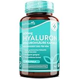 Nutravita® 600mg Hyaluronsäure Kapseln hochdosiert - Mit 600mg pro Kapsel - 500-700 kDa – 90 Kapseln (3 Monate) - Chargengetestet und zertifiziert von einem unabhängigen deutschen Labor – Vegan