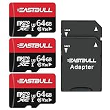 Micro SD Speicherkarten 64GB, microSDHC-Speicherkarte + SD-Adapter, Smartphones, Desktop-Computer und Drohnen, U1 C10 V10, Full HD und 4K UHD, TF-Karte 3er-Pack + 2 Adapter