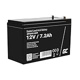 Green Cell AGM 12V 7,2Ah Akku VRLA Blei-Batterie Bleiakku Ersatzakku Gelakku Akkubatterie Zyklenfest Unbemannt Spielzeug | Elektro Spielzeug| Alarm | Notstrom | Kinderfahrzeuge| Kinder-Quad