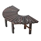 Halbrunde Holzbank für den Außenbereich, korrosionsbeständig, Gartenbank, Terrasse, Parkstuhl, stilvolle Gartenmöbel für Gartendekoration