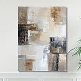 Zhadongli Art Abstrakte moderne Leinwand-Wandkunst, neutrale Palette mit Grau- und Brauntönen, zeitgenössische Malerei als Wohnzimmer-Dekor, 40 x 60 cm (16 x 24 Zoll) mit Rahmen