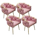 Urban Style Stoff-Polsterstühle mit einzigartiger Rückenlehne und goldenem Metallgestell, Set mit 4 modernen Akzent-Seitenstühlen für Küche, Wohnzimmer und Home Office