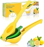 WONSEFOO Zitronenpresse, Limettenpresse, 2-in-1 Aluminiumlegierung Manuelle Saftpresse, Handpresse Entsafter, Handentsafter für Zitronensaft, Limettensaft usw, Anti-Ätzmittel, Spülmaschinenfest, gelb