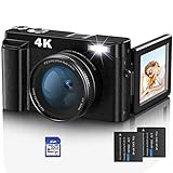 Digitalkamera,Jumobuis 4K 48MP Autofocus Fotokamera mit 32GB Speicherkarte 16X Digitalzoom,Kompaktkamera 3.0 Zoll 180-Grad-Drehung Flip-Screen für Teenager Anfänger Erwachsene
