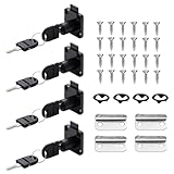 4 Sets Möbelschloss mit Schlüssel, 22mm Sicherheits Schrankschloss, Schwarz Rostfreier Stahl Spindschloss Aufschraubschloss für Schubladen und Schränke