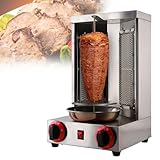 vanenferse Gasgrill-Döner-Kebab-Maschine, Vertikaler Kebab-Grill Mit Automatischer Drehung Und 2 Heizrohren, Kommerzielle Gyro-Rotisserie Aus Edelstahl, Rauchfreie Kebab-Grillausrüstung