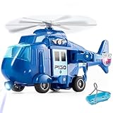 HERSITY Hubschrauber Spielzeug Kinder, Kinderspielzeug ab 3+ Jahre Jungen Polizei Helikopter mit Licht und Sound, Drehpropeller, Flugzeug Blau, Geschenk für Kleinkind 4 5 6 Jahre