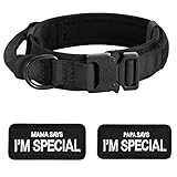 Hundehalsband Verstellbar mit Kontrollgriff, Taktisch Halsband Nylon, Hunde Halsband Gepolstert, Metallschnalle, für Mittlere Große Hunde Jagd Training Outdoor, Schwarz L