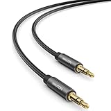 deleyCON 1,5m Aux Kabel 3,5mm - Audio Klinkenkabel Stereo Kabel - Baumwollkabel & Metallstecker - Handy Smartphone Tablet Kopfhörer HiFi Receiver Kfz