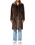 Donna Karan Damen Notch Collar Leopard Printed Faux Mink Coat Daunenmantel, S