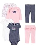 Simple Joys by Carter's Baby Mädchen 6-teiliges Set, Bodys (Kurz- und Langarm) und Hosen, Mehrfarbig/Floral/Herzen/Punkte/Schildkröte, 0 Monate
