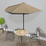 LAPOOH Balkon-Sonnenschirm, Sonnenschutz Garten, Sonnenschirm Terrasse, Balkonsonnenschirme, Balkon Sonnenschutz, Balkon Sichtschutz Uv-Schutz, mit Alu-Mast Taupe 270×135 cm Halbrund